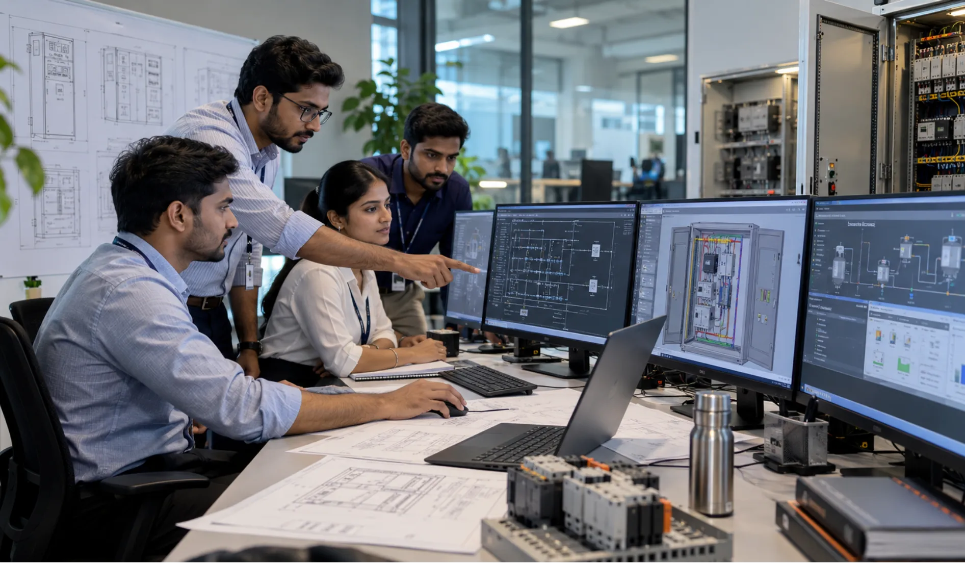 Engineer working at a control panel line in the CSE Solutions facility
